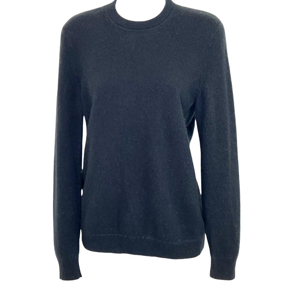 Theory‎ 100% Cashmere Crewneck Sweater Deep Black Thick Quiet Luxury Small Dream
